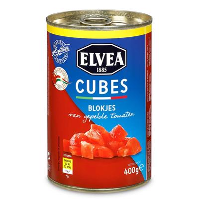 Elvea Tomaten gepeld in blokjes 400g