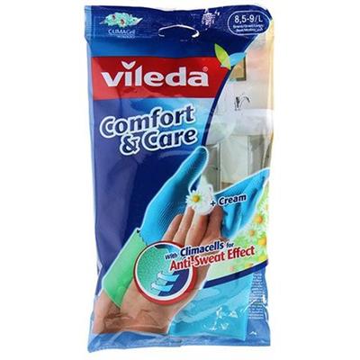 Vileda handschoenen large blauw 10st