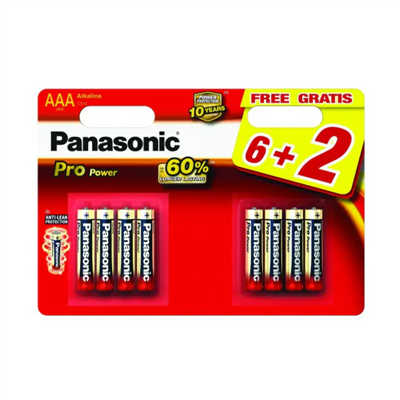 Batterie Panasonic LR03 (AAA) pro power 1.5 FSB 6+2gratuit