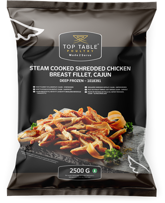 Top Table (1018391) gegaarde shredded cajun kip (2-4g) 2.5kg