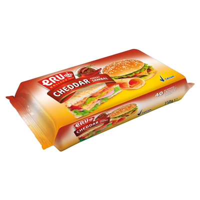 Eru slices cheddar sambal/piment -6x750gr-